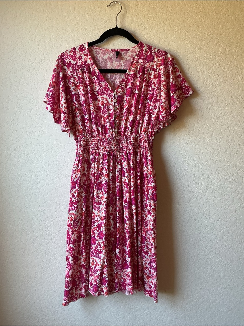 Flutter Sleeve Pink Floral Dress